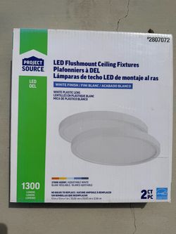 Project Source Adjustable Color Temperature 13-in White Indoor LED Flush Mount Light - 2 pack