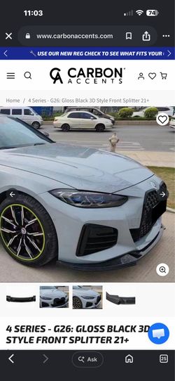New BMW G26 4 series  glass black front lip splitter.