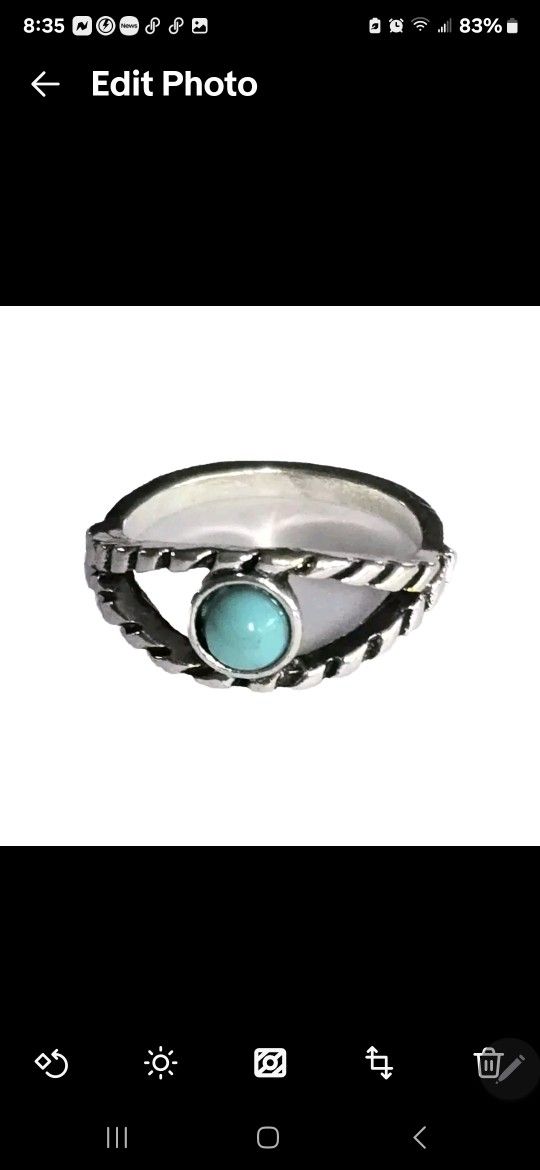 TURQUOISE BLUE TITANIUM FOREVER WEAR SILVER NEW SIZE 6 RING