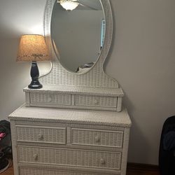 Wicker Dresser With Mirror