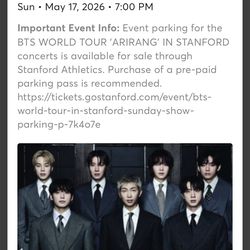 BTS World Tour ARIRANG 5/17 at Stanford 2 tickets