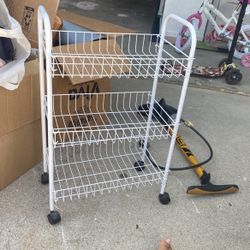 White Metal Rolling Cart Good Condition 