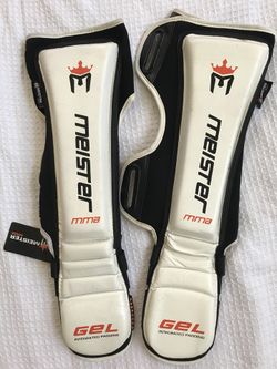 Meister MMA Edge Shin Guards with Gel Padding-White