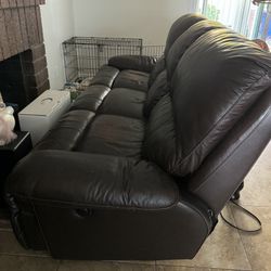 Leather Reclining Couch. 