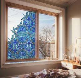 37.40" x 57.09" Original Hand Drawn Stained Glass Window Film, Double-Sided Transparent