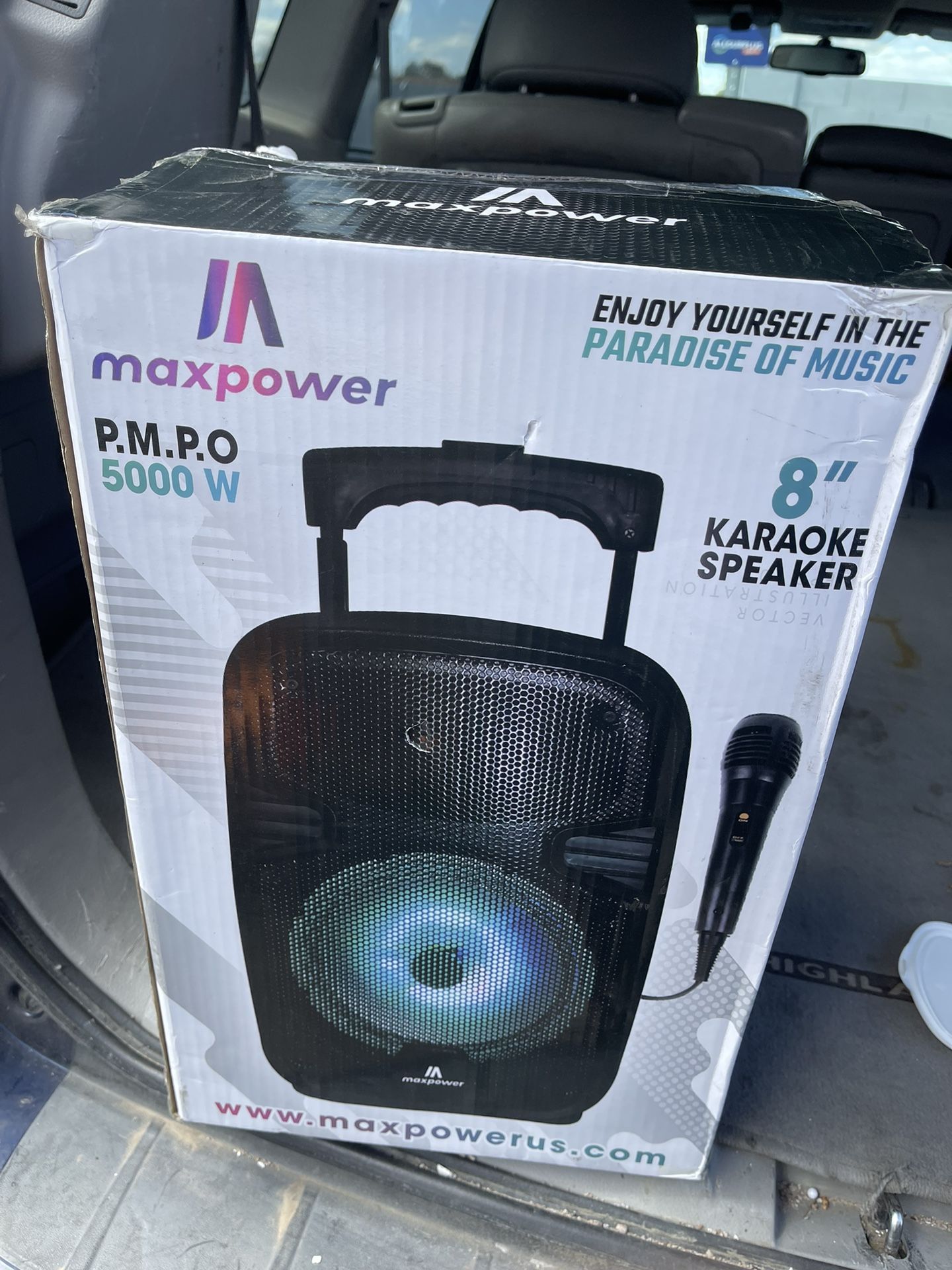 Max Power 8" LED PA Trolley Speaker with Built-In Rechargeable Battery