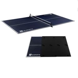 MD Sports Official Size Table Tennis Conversion Top, 4 Piece Foldable Design with Net - Blue