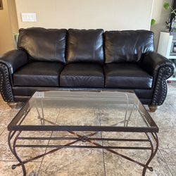 Heavy Iron & Glass Coffee Table – Rustic / Farmhouse / Living Room Table