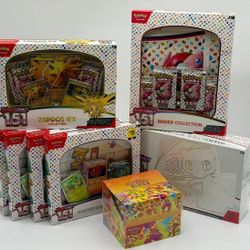 Pokemon TCG 151 MEW EN Assorted Sealed LOT UPC Mini Tin Display Poster Zapdos ex
