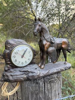 Vintage Copper Horse Mantle Clock