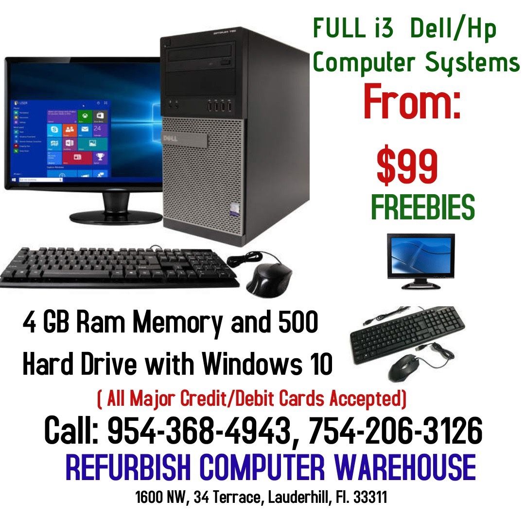 Dell “Intel i3” Computers Systems For Sale!!