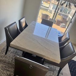 6 Leather Dining Table