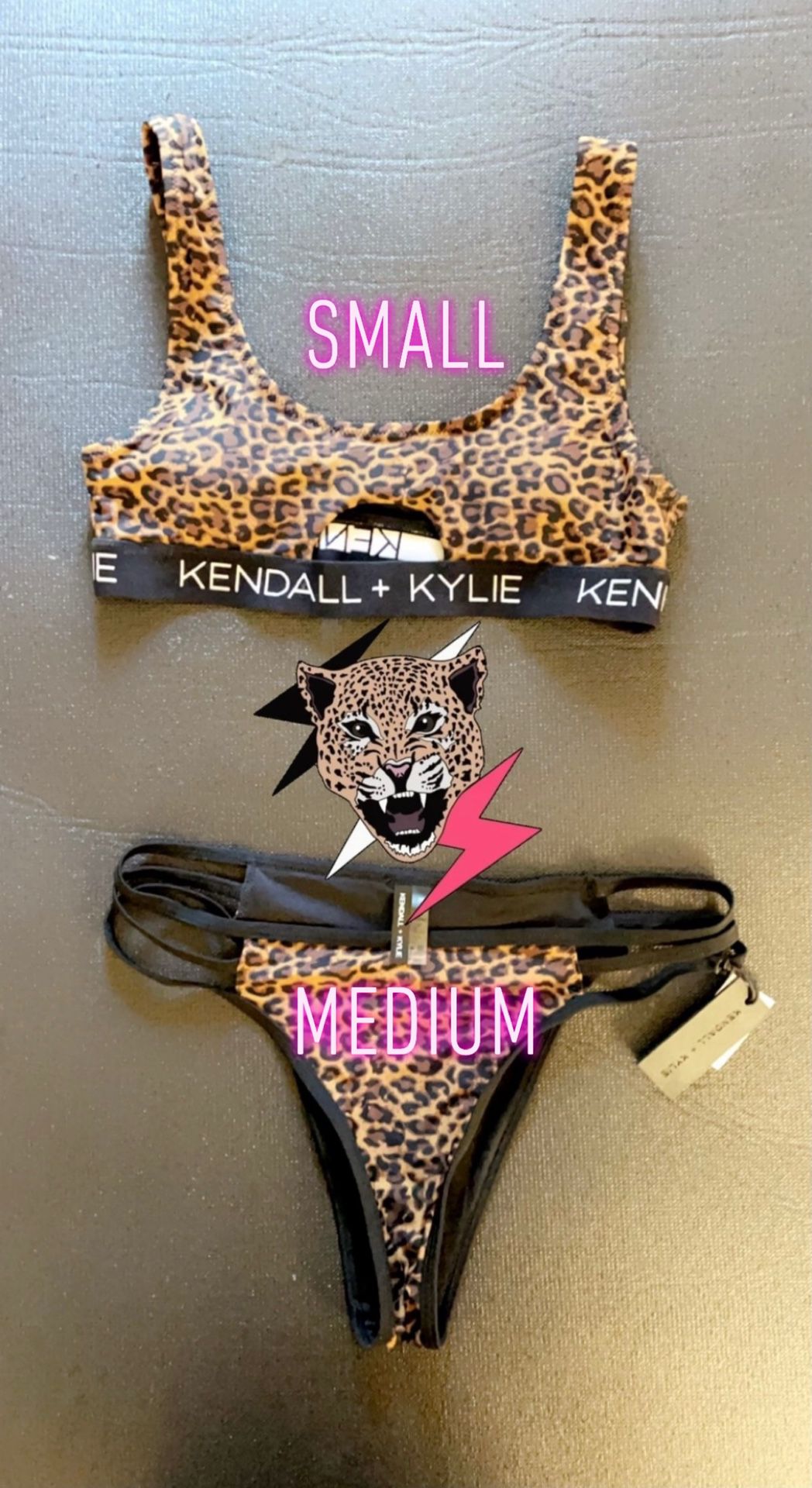 Kendall &Kylie Limited Leopard Peek A Boo Bikini 