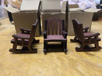 Doll House Sized Wooden Rocking Chairs