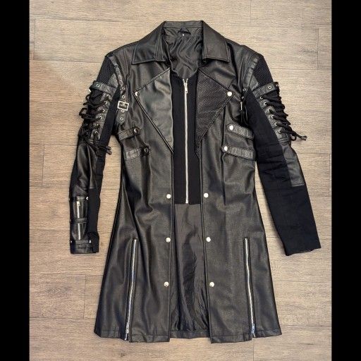 Gothic Men's Leather Biker Coat