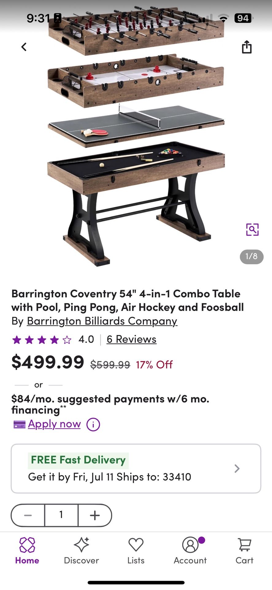 Multi Game Table