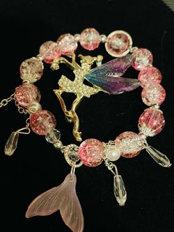 Fairy and Mermaid Charm Beaded Bracelet