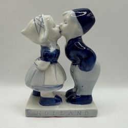 Vintage Holland Delft Boy and Girl Kissing Couple