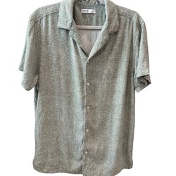 Sonoma Button Up Shirt Men's Medium Green White Short Sleeve Lightweight
