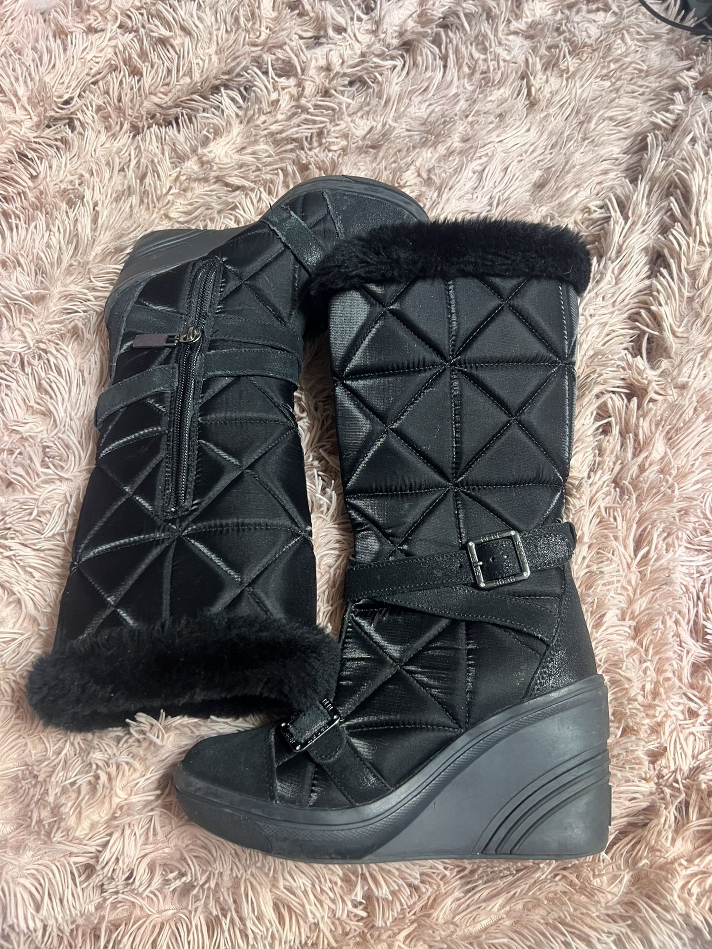 Size 6 Bebe Sport Black Winter Boots With Fur : Pick Up Only Denver