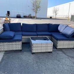 Assembled New 7-Piece Outdoor Wicker Patio Sectional Set Furniture Rattan Couch Conversation