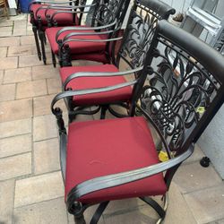 Patio Outdoor Chairs Cast Aluminum Set Of 6 