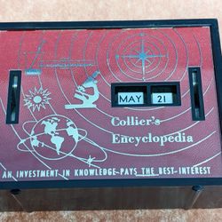 Vintage 1960's Collier's Encyclopedia Promotional All-Coin Calendar Bank w/ Key