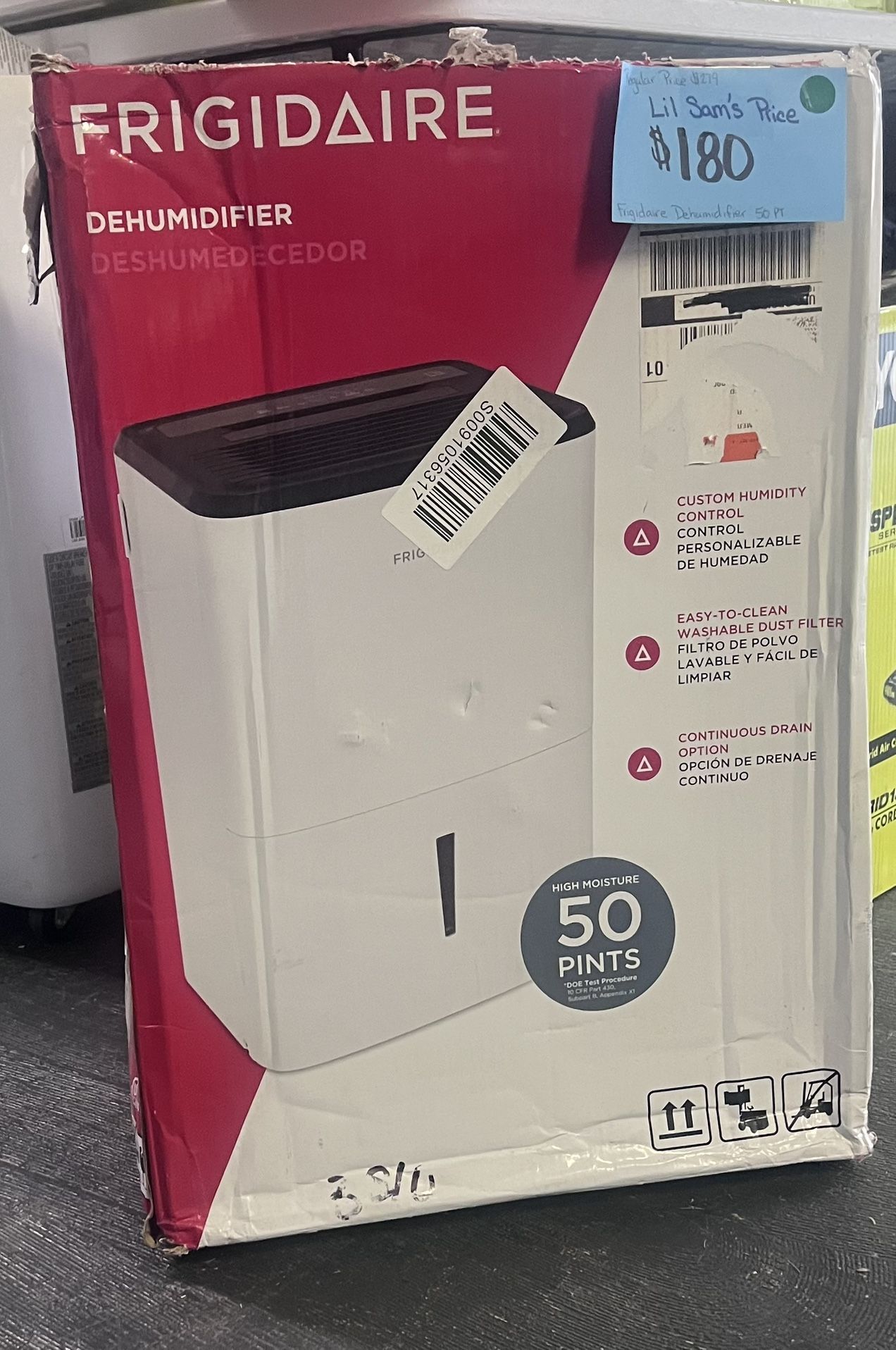 Frigidaire 50 pt. 1200 sq.ft. High Humidity Dehumidifier with Bucket in. White Retail price $279 Your price $180