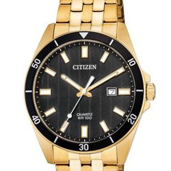 CITIZEN  Quartz Black Dial Men's  gold Watch