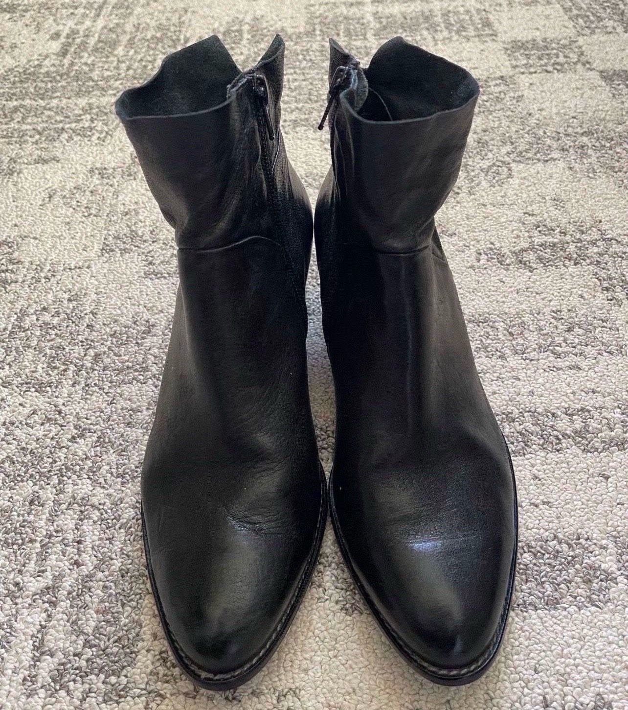 Paul Green Echt Leder Black Leather Ankle Bootie Size US 8.5