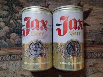 Vintage Jax Beer pull tab cans, empty, aluminum