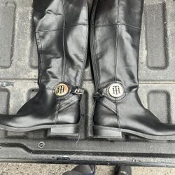 Tommy Hilfiger | Women's Tall Black Faux Leather Riding Boots Size 7.5 M