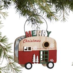 World Market Laser Cut Wood Holiday Camper Ornament NWT