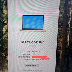 MacBook Air M1 8GB Ram, 256 GB