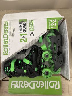 Roller Derby Inline Skates Adjustable Size 12-2 Black & Green – New