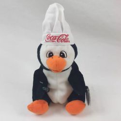 Collectible Coca Cola Bean Bag Plush Penguin in Chef's Hat 1997 With Tags