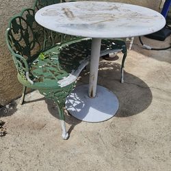 Metal Table And Bench