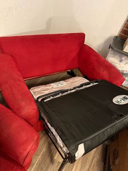 Red Sofa & Matching Oversized Sleeper Chair