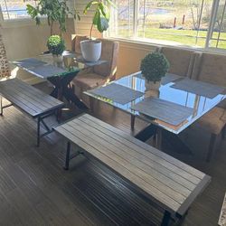 Glass Top Table With Bench Or Chairs