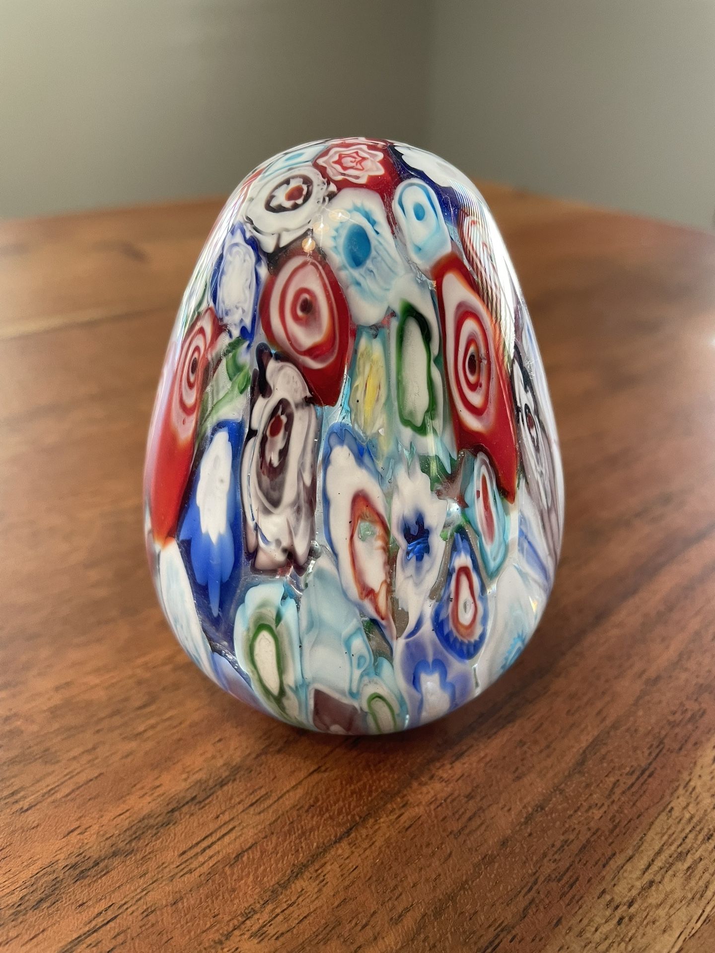 Millefiori Glass Egg Paperweight 