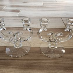 Vintage set of 2 Fosteria Century double light candlestick holders