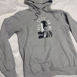 New Medium gray Tupac music rap band hoodie pullover sweater shirt jacket