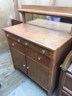 Antique cabinet with mirror