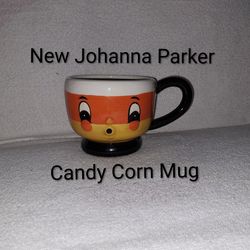 New Unused Johanna Parker Halloween Candy Corn Mug