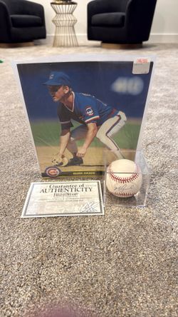 Authenticated Mark Grace Autograph baseball, Plus A Vintage Photo