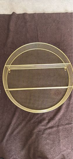 Modern Gold Metal Mesh Round Wall Shelf (24” Diameter)