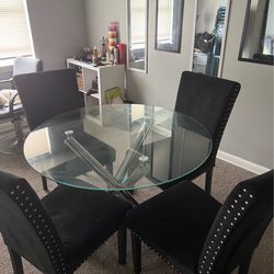 Glass dining room table set