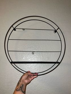 Modern Black Metal Round Wall Shelf with Display Base
