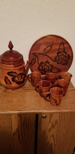 Wooden tea service set