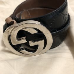 Leather Monogram Imprinted Double g Gucci Belt Size 30